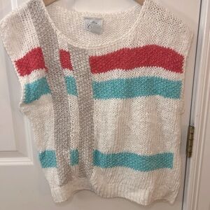 Vintage Hand Knit Sweater Vest. Size Large. Natural fibers Linen/Cotton Blend